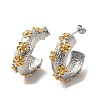 Ring with Flower 304 Stainless Steel Stud Earrings EJEW-C075-03P-1
