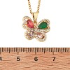 Brass Micro Pave Cubic Zirconia Butterfly Pendant Neckalces for Women NJEW-S448-09G-5