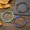 Synthetic Turquoise & Regalite & Coconut Shell Bead Stretch Bracelets Sets PW-WG7E5E9-01-4