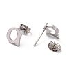 304 Stainless Steel Greek Alphabet Stud Earrings STAS-D007-07P-07-2