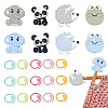 WADORN Hedgehog Panda Elephant Frog Silicone Knitting Needle Point Protectors DIY-WR0004-12-1