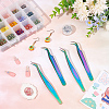 Unicraftale 4Pcs 2 Style 430 Stainless Steel Eyelash Tweezers Clips MRMJ-UN0001-011-2