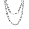 925 Sterling Silver Cuban Link Chain Necklace NJEW-I124-001-A-1