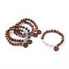 Wood Bead & Stone Bracelet BJEW-JB06104-1