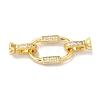 Oval Rectangle Rack Plating Brass Micro Pave Clear Cubic Zirconia Fold Over Clasps KK-A225-11G-1