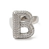 Letter Brass Micro Pave Clear Cubic Zirconia Open Cuff Ring for Women RJEW-N046-03B-P-2
