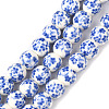 Handmade Flower Printed Porcelain Ceramic Beads Strands LS-PORC-M006-8mm-10-1
