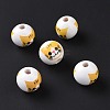 Printed Wood European Beads WOOD-B005-01A-3