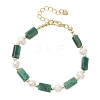 Natural Lapis Lazuli/Natural Apatite/Natural Hawk's Eye/Natural Emerald Column Beaded Bracelets for Women BJEW-JB13115-3