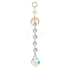3Pcs Glass Teardrop Round Leaf Hanging Suncatchers Sets HJEW-JM04603-01-4