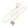 Brass Enamel Book Pendant Necklaces for Women KK-CBAF5B9-01G-06-2