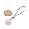 Square Yarn Ball Opaque Resin Mobile Strap HJEW-JM00837-3