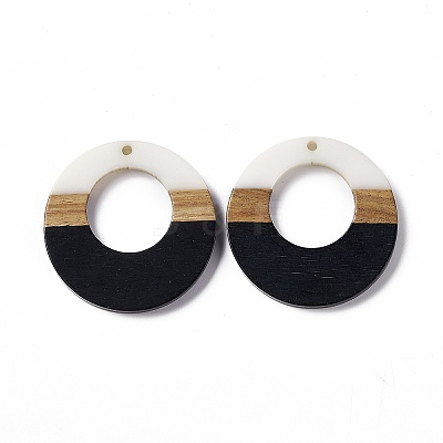 Opaque Resin & Walnut Wood Pendants RESI-M027-03I-1
