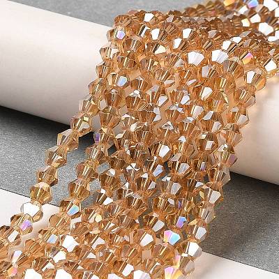 Transparent Electroplate Glass Beads Strands EGLA-A039-T4mm-B18-1