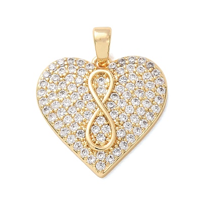 Brass Micro Pave Clear Cubic Zirconia Pendants KK-C264-17B-G-1