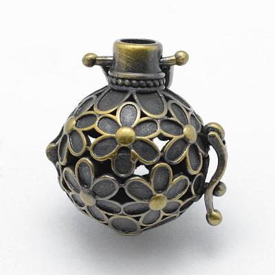 Brass Rack Plating Cage Pendants KK-F722-33AB-RS-1