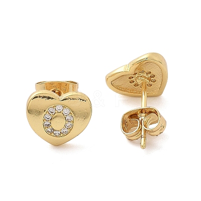 Rack Plating Brass Micro Pave Clear Cubic Zirconia Stud Earrings EJEW-K299-01G-O-1