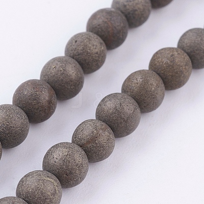 Natural Pyrite Beads Strands G-P303-03-10mm-16-1