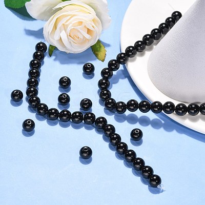 Synthetic Black Stone Beads Strands X-G-G088-10mm-1