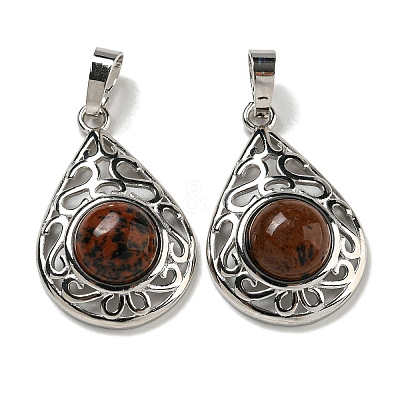 Natural Mahogany Obsidian Pendants G-Q158-05P-29-1