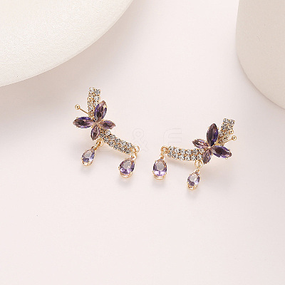 Alloy & Cubic Zirconia Dangle Stud Earrings WG78882-02-1