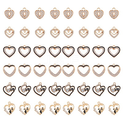 48Pcs 6 Styles Alloy Enamel Pendants FIND-FH0007-68-1