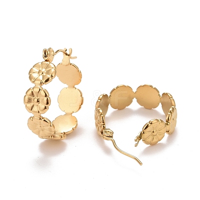 Ion Plating(IP) Flower 304 Stainless Steel Hoop Earrings for Women STAS-A057-15G-1
