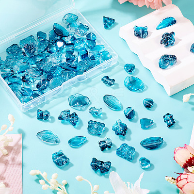 64Pcs Gradient Color Transparent Glass Beads GLAA-TA0003-48D-1