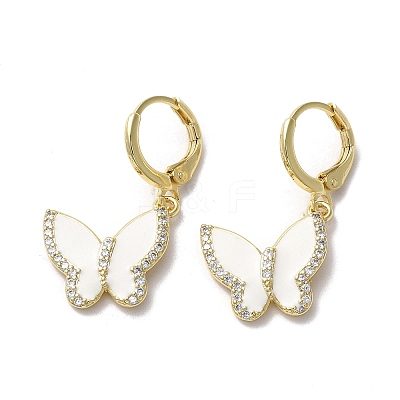 Butterfly Golden Brass Dangle Leverback Earrings EJEW-L268-035G-01-1