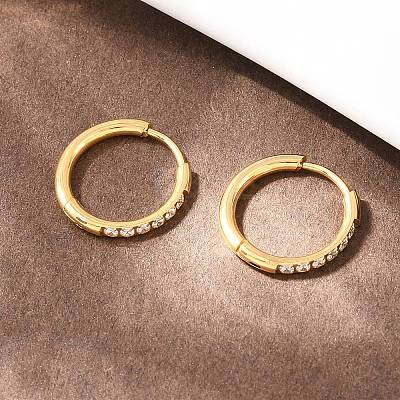 304 Stainless Steel Clear Cubic Zirconia Hoop Earrings EJEW-L307-05G-1