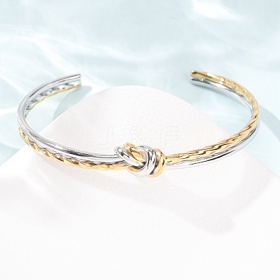 Duo Tone 304 Stainless Steel Knot Open Cuff Bangles for Women SA-CBA2192-05GP-03-1