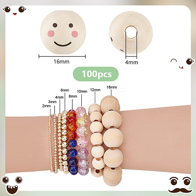 Printed Natural Wood European Beads WOOD-PH0002-79D-1