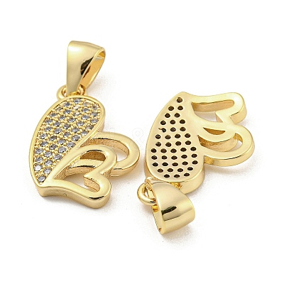 Brass Micro Pave Clear Cubic Zirconia Pendants ZIRC-P113-07G-G-1