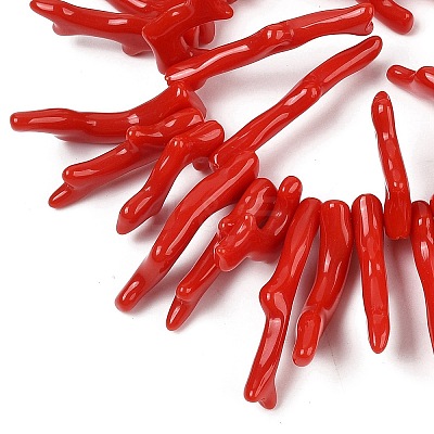 Opaque Acrylic Imitation Coral Beads Strands X-SACR-P033-01A-06-1