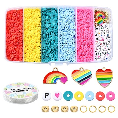 Handmade Polymer Clay Heishi Beads DIY Jewelry Set Kits DIY-YW0009-51C-1