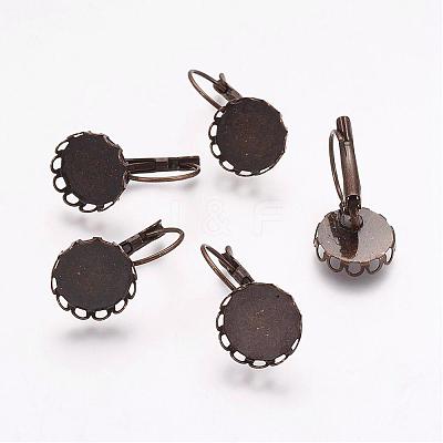 Vintage Brass Leverback Earrings Blank Base Cabochon Setting KK-M019-09AB-NR-1