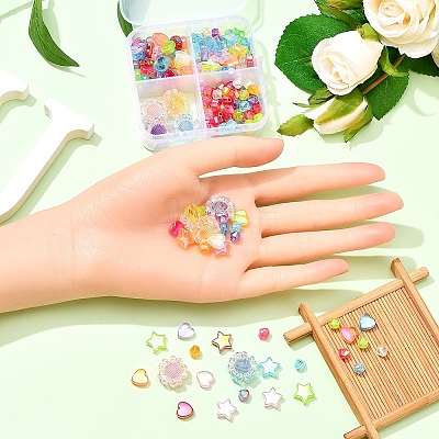 4 Style Transparent Acrylic Beads MACR-YW0001-61-1