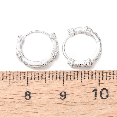 Ring with Letter X 925Sterling Silver Micro Pave Clear Cubic Zirconia Hoop Earrings for Women EJEW-K317-03P-1