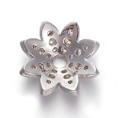 Brass Micro Pave Cubic Zirconia Bead Caps ZIRC-E158-12P-1