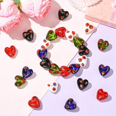 30Pcs 5 Colors Handmade Millefiori Glass Beads LAMP-CJ0002-42-1
