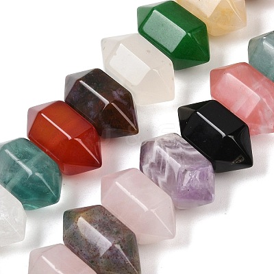 Natural Mixed Stone Double Terminated Point Beads Strands G-T142-97-1
