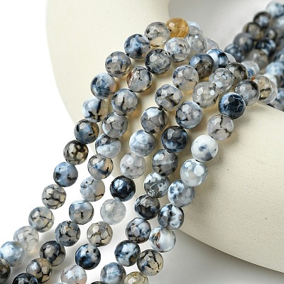 Colored Natural Fire Crackle Agate Beads Strings G-R176-8mm-03-1