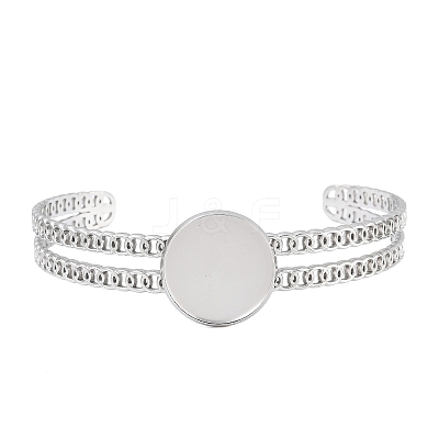 304 Stainless Steel Blank Cuff Bangle Bases with Flat Round Tray SA-CBA82C8-05B-P-1