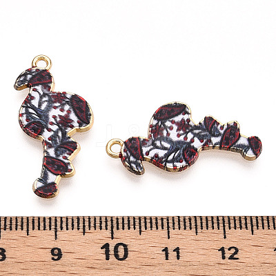 Printed Light Gold Tone Alloy Pendants ENAM-N056-210A-1