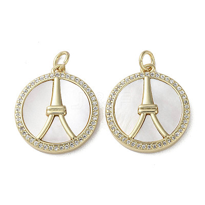 Brass Micro Pave Cubic Zirconia Pendants KK-G485-01G-1
