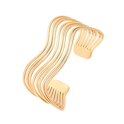 304 Stainless Steel Cuff Bangles for Women BJEW-D306-05G-1