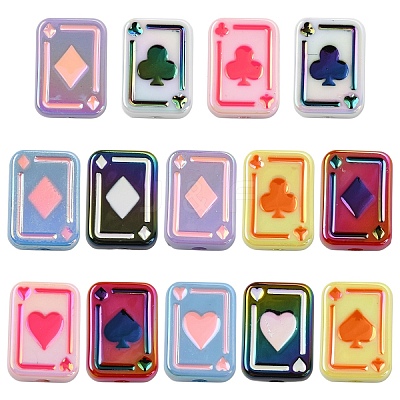 14Pcs 7 Colors UV Plating Rainbow Iridescent Acrylic Enamel Beads SACR-YW0005-06-1