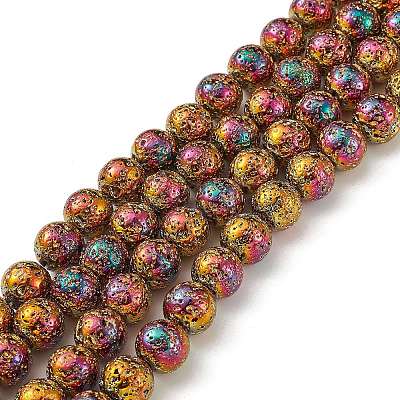 Electroplated Natural Lava Rock Beads Strands LS-G-S352-30D-07-1