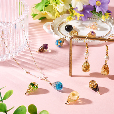 10Pcs 10 Colors Transparent Resin Pendants RESI-TA0004-84-1