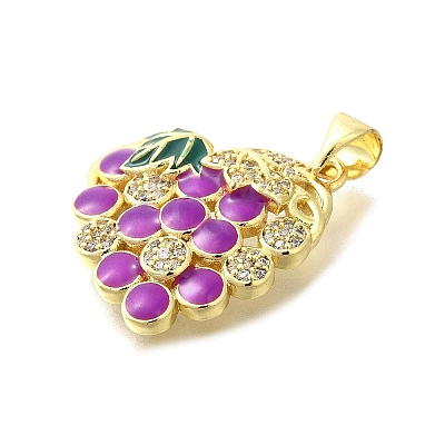 Brass Micro Pave Clear Cubic Zirconia Enamel Pendants KK-M297-29G-1